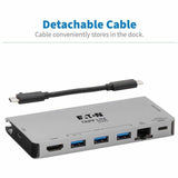 Eaton Tripp Lite Series USB-C Dock - 4K HDMI, USB 3.x (5Gbps), USB-A/C Hub Ports, GbE, Memory Card, 100W PD Charging, Detachable Cord — U442-DOCK5D-GY