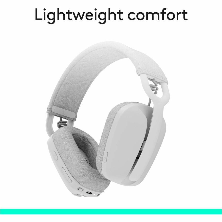 Logitech Zone Vibe 100 Wireless Over Ear Headphones, Noise Canceling Microphone, Advanced Multipoint Bluetooth Headset, Off-white — 981-001257