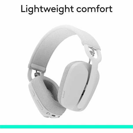 Logitech Zone Vibe 100 Wireless Over Ear Headphones, Noise Canceling Microphone, Advanced Multipoint Bluetooth Headset, Off-white — 981-001257
