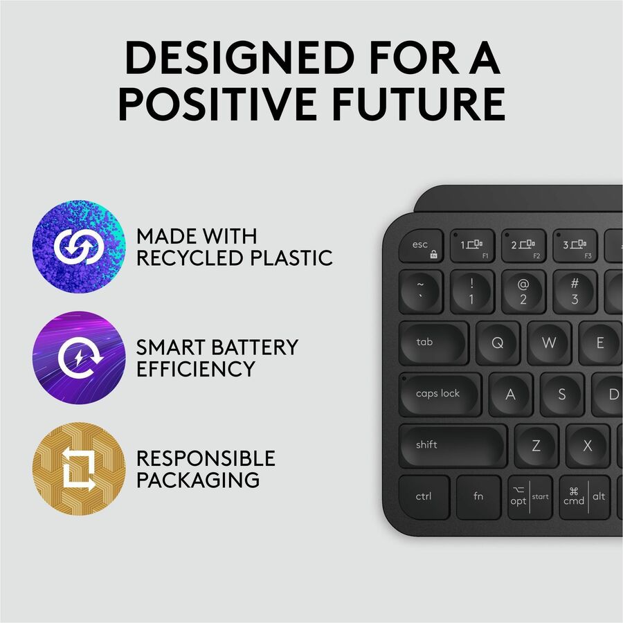 Logitech MX Keys Mini Minimalist Wireless Illuminated Keyboard, Compact, Bluetooth, Backlit, USB-C, Black — 920-010475