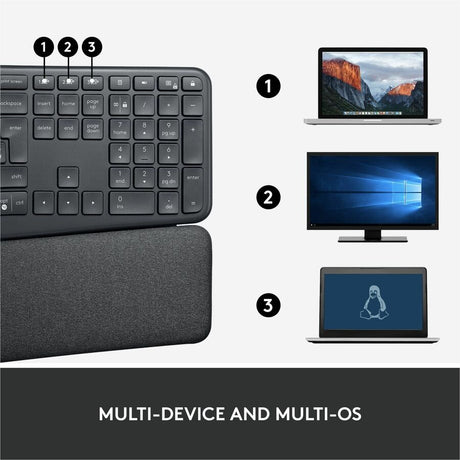 Logitech Ergo K860 Split Wireless Keyboard for Business - Ergonomic Design, Secured Logi Bolt Technology, Graphite — 920-010175
