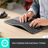 Logitech Ergo K860 Split Wireless Keyboard for Business - Ergonomic Design, Secured Logi Bolt Technology, Graphite — 920-010175