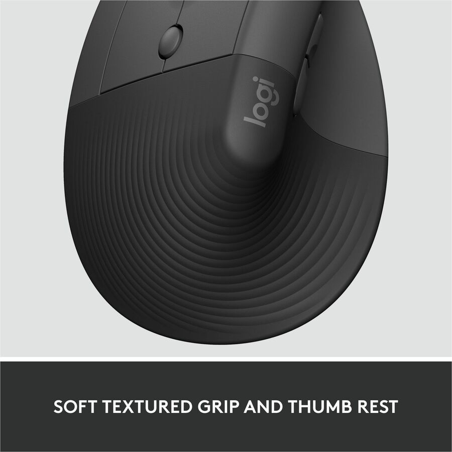 Logitech Lift for Business Left, Vertical Ergonomic Mouse - Left-handed, Wireless, Bluetooth or Secured Logi Bolt USB, Quiet clicks, Graphite — 910-006492