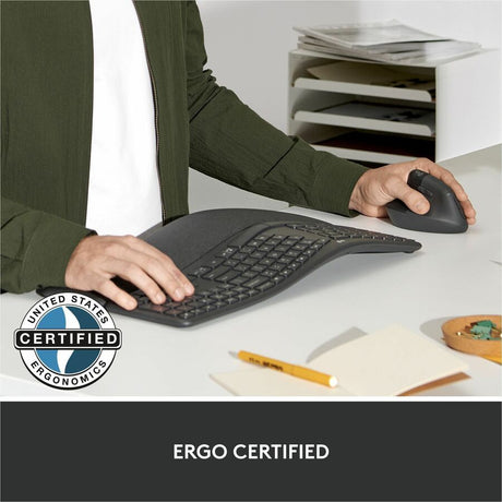Logitech Lift for Business Left, Vertical Ergonomic Mouse - Left-handed, Wireless, Bluetooth or Secured Logi Bolt USB, Quiet clicks, Graphite — 910-006492