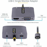 StarTech.com USB C Video Adapter, USB C to HDMI VGA Multiport Adapter, 3.5mm Audio, 4K 60Hz HDR, 100W PD 3.0 PT, USB C Display Adapter — 122-USBC-HDMI-4K-VGA