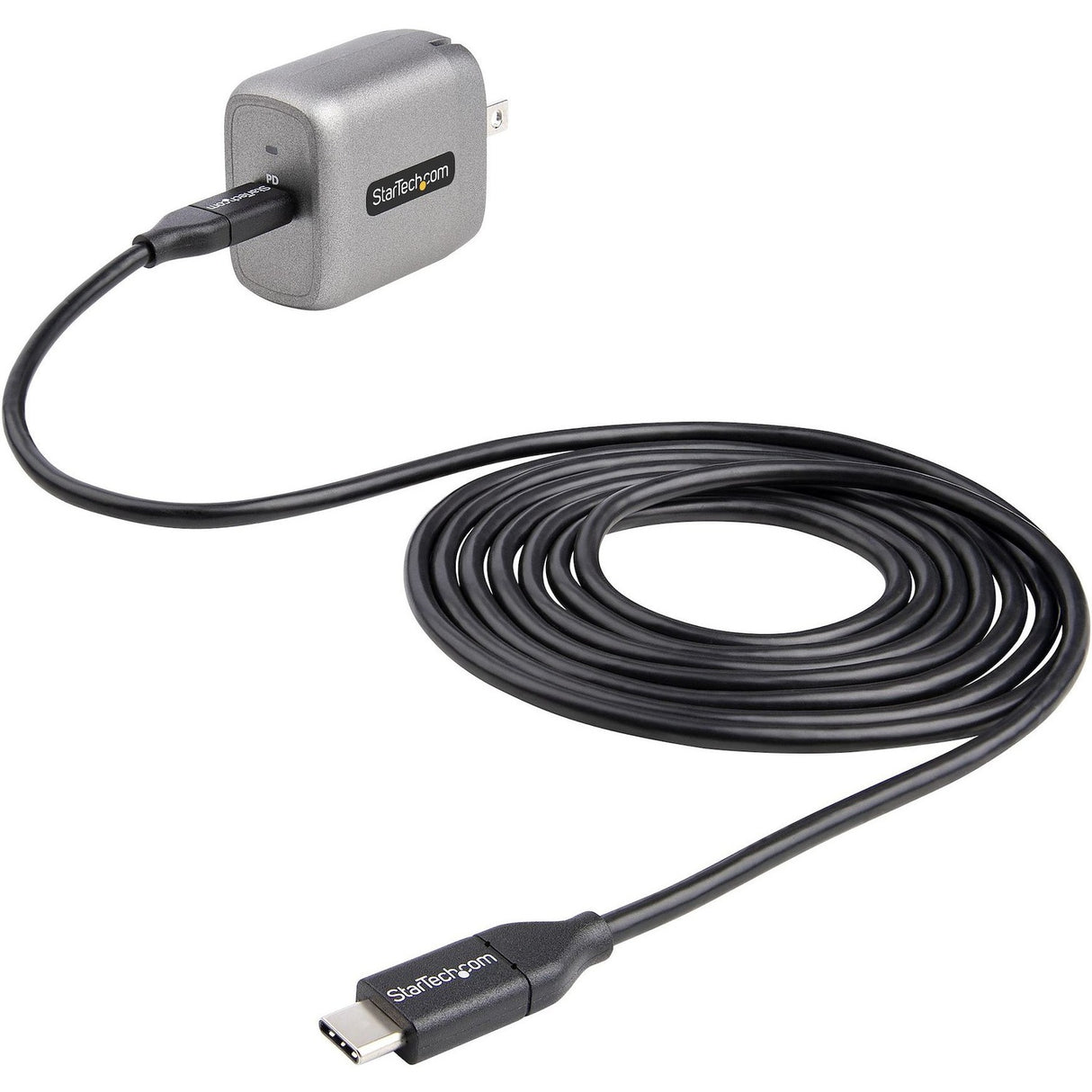 StarTech.com 30W USB-C Wall Charger, Portable GaN Charger w/ USB Power Delivery Fast Charging, USB-IF Certified, 6ft Cable, USB-C Charger — WCH1C30