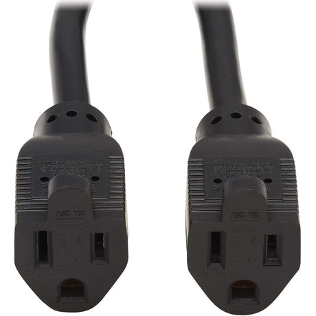 Eaton Tripp Lite Series Extension Cord Y Splitter, Right-Angle NEMA 5-15P to 2x NEMA 5-15R - Heavy Duty, 15A, 120V, 14 AWG, 1 ft. (0.3 m), Black — P024-001-15D-2