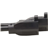 Eaton Tripp Lite Series Extension Cord Y Splitter, Right-Angle NEMA 5-15P to 2x NEMA 5-15R - Heavy Duty, 15A, 120V, 14 AWG, 1 ft. (0.3 m), Black — P024-001-15D-2