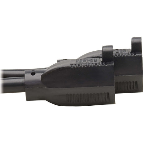 Eaton Tripp Lite Series Extension Cord Y Splitter, Right-Angle NEMA 5-15P to 2x NEMA 5-15R - Heavy Duty, 15A, 120V, 14 AWG, 1 ft. (0.3 m), Black — P024-001-15D-2