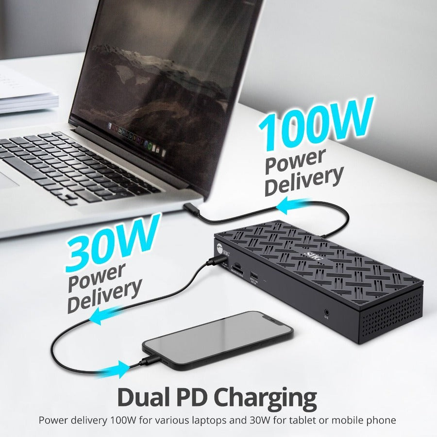 SIIG USB-C Quad Hybrid 4K Video Docking Station with 100W PD — JU-DK0Q11-S1