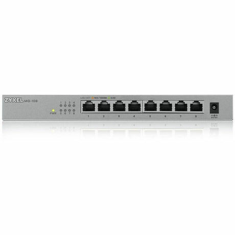 Zyxel 8-Port 2.5GbB MultiGig Ethernet Unmanaged Switch | 8 x 100/1G/2.5G Mbps Ports | Plug & Play | Metal Housing | Desktop or Wall-Mount | Ethernet Splitter | Lifetime Warranty | MG-108 — MG108