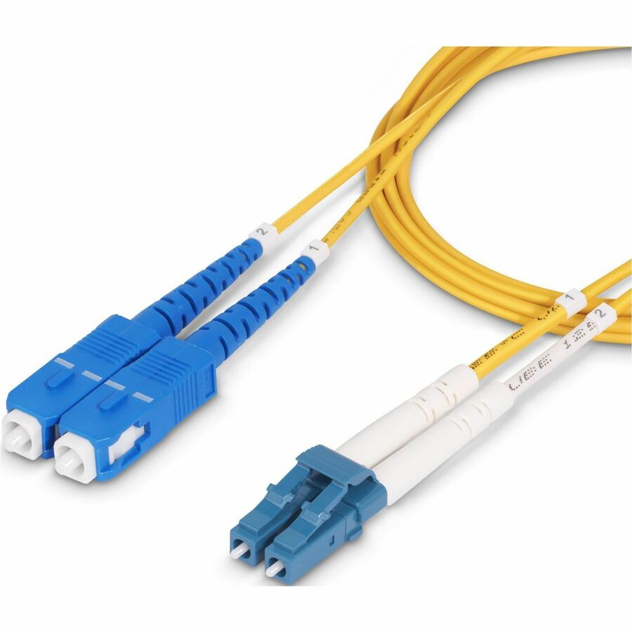 StarTech.com 20m (65.6ft) LC to SC (UPC) OS2 Single Mode Duplex Fiber Optic Cable, 9/125, 100G, Low Insertion Loss, LSZH Fiber Jumper Cord — SMLCSC-OS2-20M