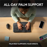 Logitech Wave Keys Wireless Ergonomic Keyboard with Cushioned Palm Rest, Comfortable Natural Typing, Graphite — 920-011898