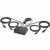 StarTech.com 2-Port USB-C Cable KVM Switch, 4K 60Hz DisplayPort Output, Compact KVM with 4ft/1.2m Integrated Host Cables, Bus Powered — C2-D46-UC2-CBL-KVM