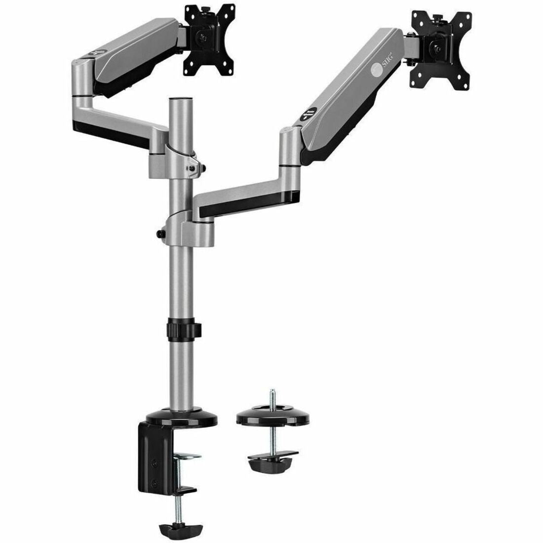 SIIG Dual Stacked Monitor Arm Desk Mount - 17" - 32" - Max Load 19.8 lbs for each arm - VESA 75/100mm — CE-MT3R11-S1