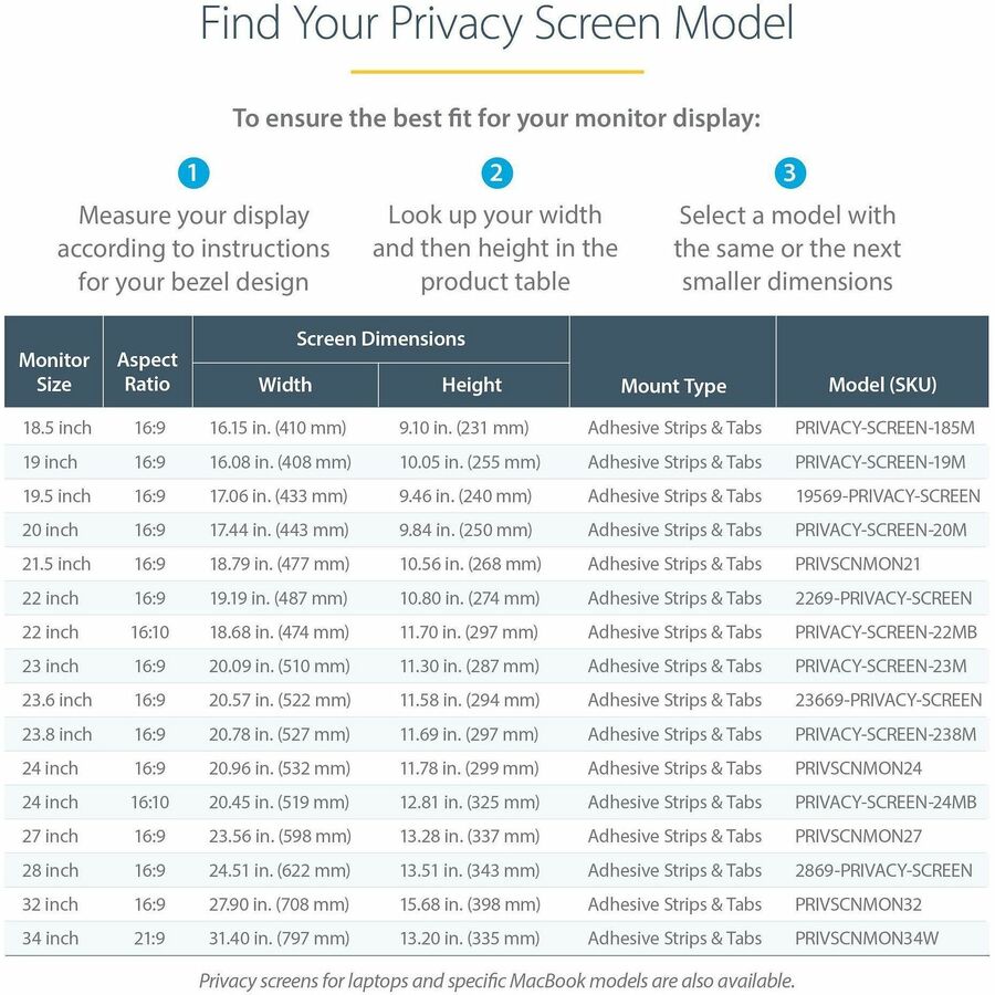 StarTech.com 23.6-inch 16:9 Computer Monitor Privacy Filter, Anti-Glare Privacy Screen w/51% Blue Light Reduction, +/- 30 deg. View Angle — 23669-PRIVACY-SCREEN