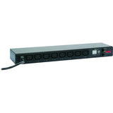 APC NetShelter Switched Rack PDU, 1U, 1PH, 2.3kW 230V 10A or 2.5kW 208V 12A, 8 C13 outlets, C14 cord — AP7920B