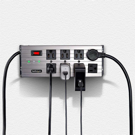 StarTech.com 8-Outlet Industrial Power Strip 125V/15A, EMI/RFI Isolation, Surge Protection, Mountable PDU, 12ft NEMA 5-15P Cord, UL Listed — 8N515S12-POWER-STRIP