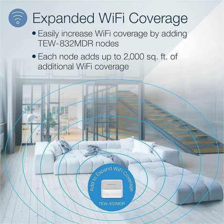 TRENDnet AC1200 WiFi EasyMesh Kit, Includes 2 x AC1200 WiFi Mesh Nodes, App-Based Setup Utility, Seamless WiFi Roaming, Beamforming, Supports 2.4GHz and 5GHz Devices, TEW-832MDR2K, White — TEW-832MDR2K
