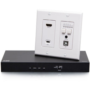 C2G HDBaseT HDMI Extender + USB C, Aux, and USB B to USB over Cat - Wall Plate Transmitter to Receiver Box - 4K 60Hz — C2G31011