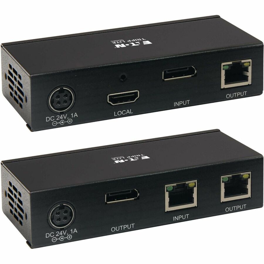 Eaton Tripp Lite Series DisplayPort over Cat6 Extender Kit, Transmitter and Receiver with Repeater, 4K 60 Hz, 4:4:4, Power over Cable, 230 ft. (70 m), TAA — B127A-111-BDTDA