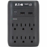 Eaton Tripp Lite Series Protect It! 6-Outlet Surge Protector - 5-15R Outlets, USB-C and USB-A Ports, 5-15P Direct Plug-In, 1080 Joules, Black — SK60CB