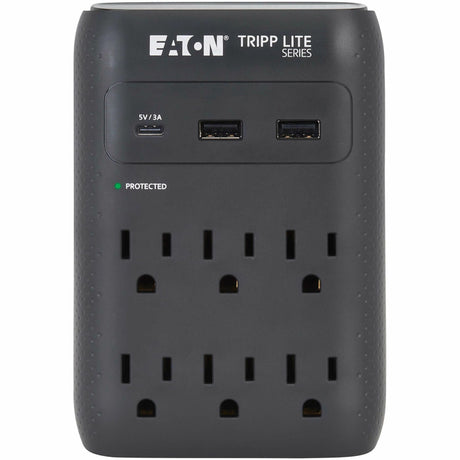 Eaton Tripp Lite Series Protect It! 6-Outlet Surge Protector - 5-15R Outlets, USB-C and USB-A Ports, 5-15P Direct Plug-In, 1080 Joules, Black — SK60CB
