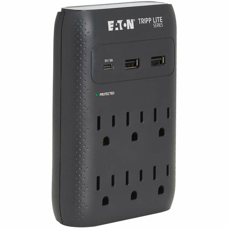 Eaton Tripp Lite Series Protect It! 6-Outlet Surge Protector - 5-15R Outlets, USB-C and USB-A Ports, 5-15P Direct Plug-In, 1080 Joules, Black — SK60CB