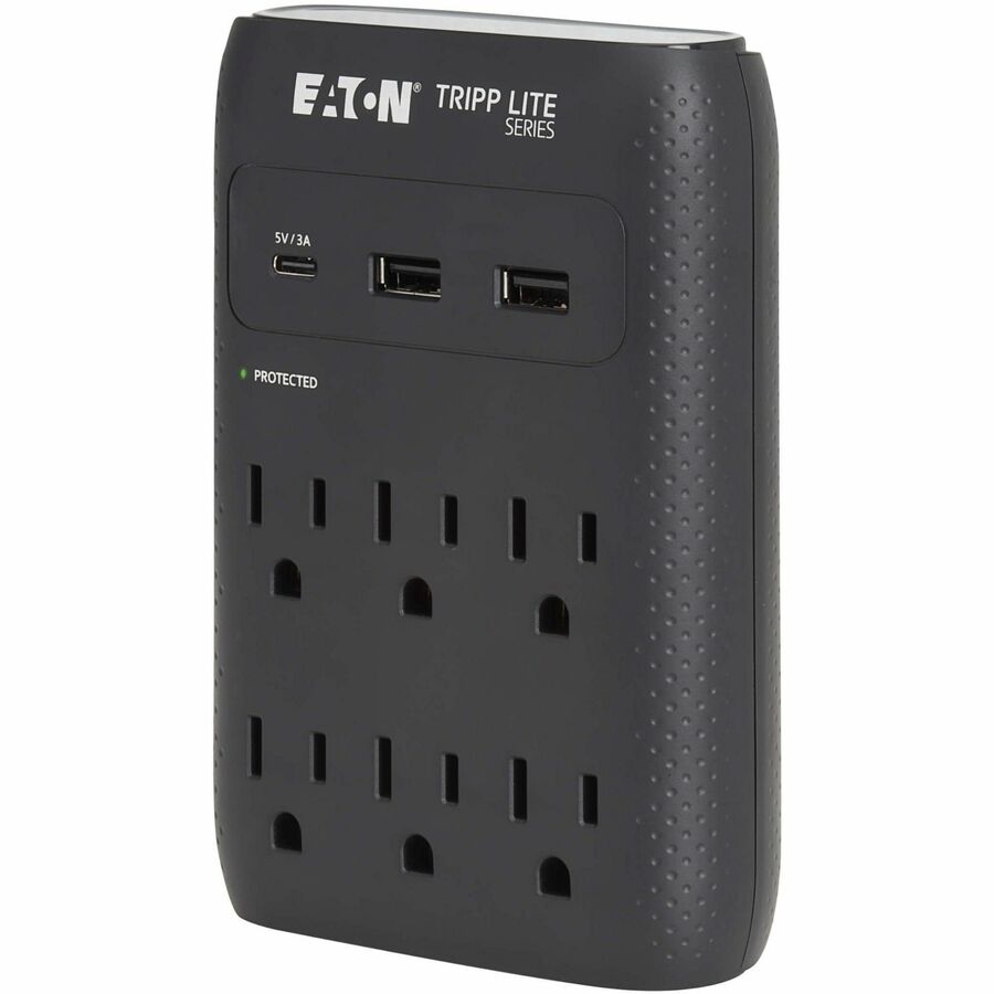Eaton Tripp Lite Series Protect It! 6-Outlet Surge Protector - 5-15R Outlets, USB-C and USB-A Ports, 5-15P Direct Plug-In, 1080 Joules, Black — SK60CB