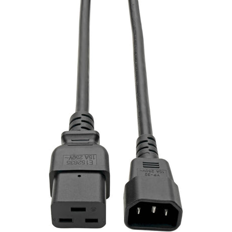Eaton Tripp Lite Series Power Cord, C19 to C14 - Heavy-Duty, 15A, 250V, 14 AWG, 4 ft. (1.22 m), Black — P047-004