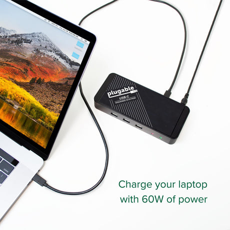 Plugable USB C Docking Station with Charging, Compatible with Thunderbolt 3 and USB-C MacBooks and Specific Windows, Chromebook, Linux Systems — UD-CA1A
