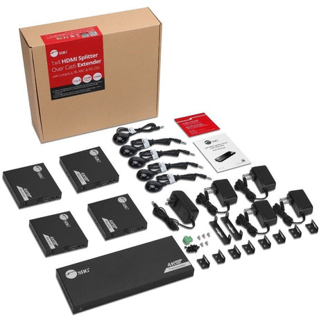 SIIG 1x4 4K 60Hz HDMI Splitter Over Cat6 Extender with Loopout/IR/ARC & RS-232 - Up to 230ft (70m) - Near Zero Latency — CE-H27A11-S1