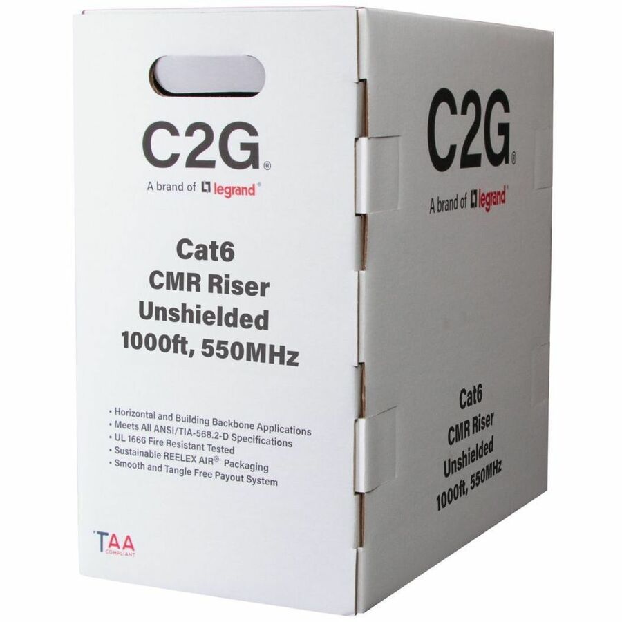 C2G 1000ft (304.8m) TAA-Compliant Cat6 Unshielded (UTP) Ethernet Cable with Solid Conductors-Riser CMR-Rated - Green — C2G56035