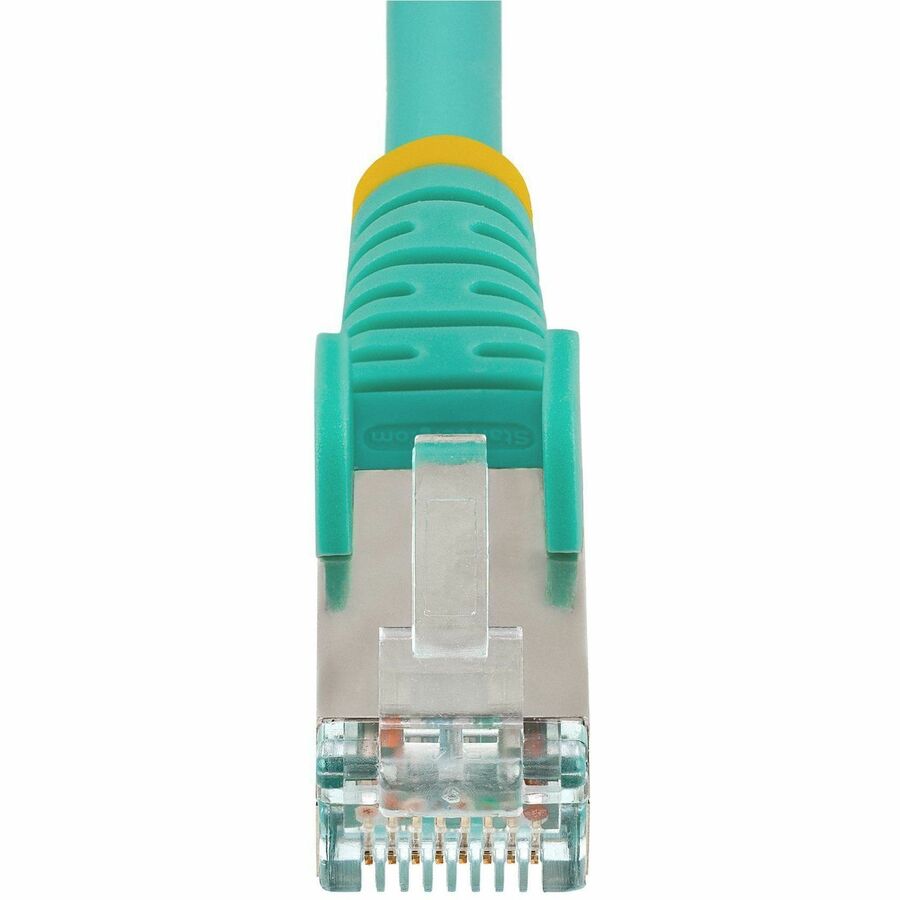 StarTech.com 1ft CAT6a Ethernet Cable, Aqua Low Smoke Zero Halogen (LSZH) 10 GbE 100W PoE S/FTP Snagless RJ-45 Network Patch Cord — NLAQ-1F-CAT6A-PATCH