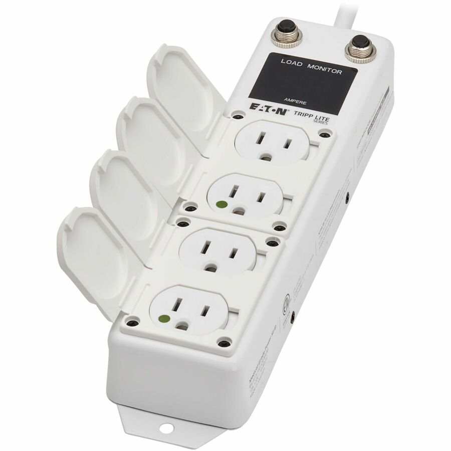 Eaton Tripp Lite Series Safe-IT UL 1363A Medical-Grade Power Strip for Patient Care Vicinities, 4 Hospital-Grade Outlets, Load Monitor, Safety Covers, Antimicrobial, 2 ft. (0.6 m) Cord — PS-402-HG-OEMLM