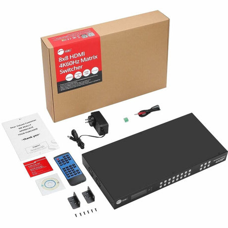 SIIG 8x8 HDMI 4K60Hz Matrix Switcher with LCD - 18Gbps- Downscaling- EDID Management - ARC- Audio Embedded/Extraction — CE-MX0011-S1
