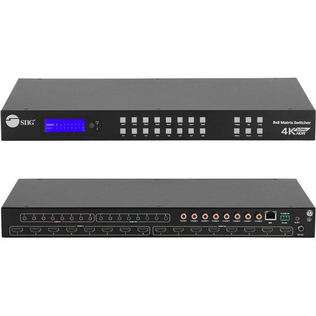 SIIG 8x8 HDMI 4K60Hz Matrix Switcher with LCD - 18Gbps- Downscaling- EDID Management - ARC- Audio Embedded/Extraction — CE-MX0011-S1