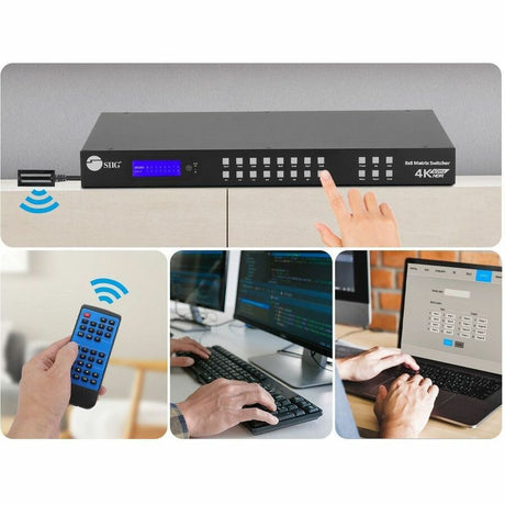 SIIG 8x8 HDMI 4K60Hz Matrix Switcher with LCD - 18Gbps- Downscaling- EDID Management - ARC- Audio Embedded/Extraction — CE-MX0011-S1