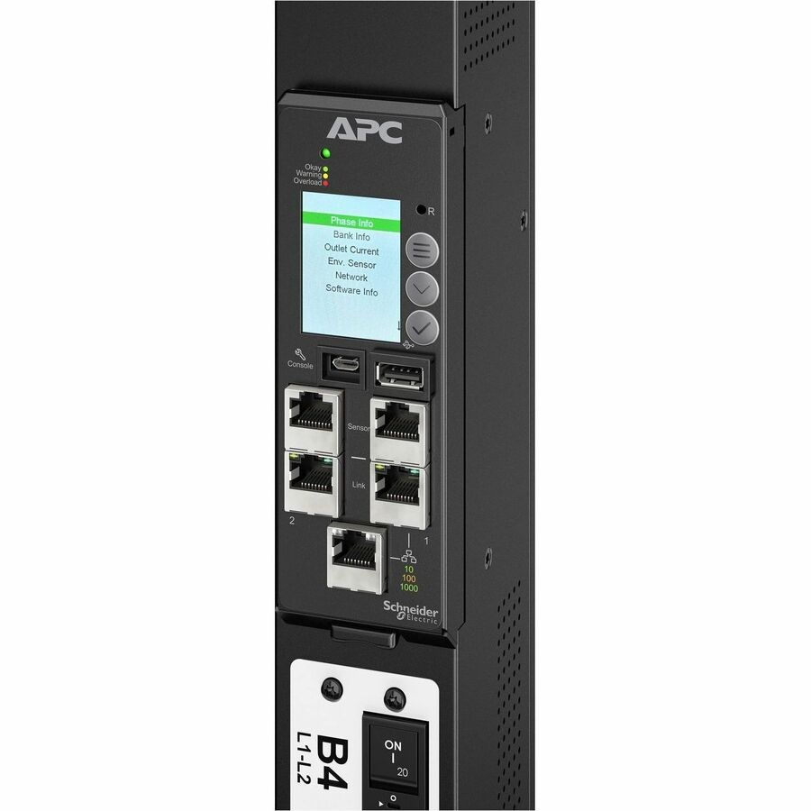 APC NetShelter Rack PDU Advanced Gen 2, Switched Metered Outlet, 3Phase, 14.4kW, 208V 50A, CS8365C, 42 Outlet — APDU11451SM