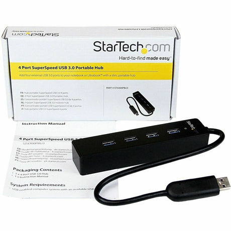 StarTech.com 4 Port Portable SuperSpeed USB 3.0 Hub with Built-in Cable - 5Gbps — ST4300PBU3
