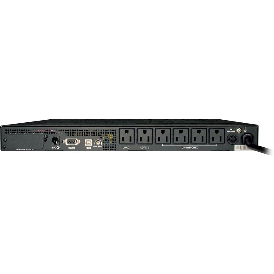 Eaton Tripp Lite Series TAA SmartPro 120V 1kVA 800W Line-Interactive Sine Wave UPS, 1U Rack/Vertical, Network Card Options, USB, 6 Outlets — SM1000RM1UTAA