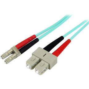 StarTech.com 2m (6ft) LC/UPC to SC/UPC OM3 Multimode Fiber Optic Cable, Full Duplex 50/125 Zipcord, 100G, LSZH Fiber Jumper Cord — A50FBLCSC2