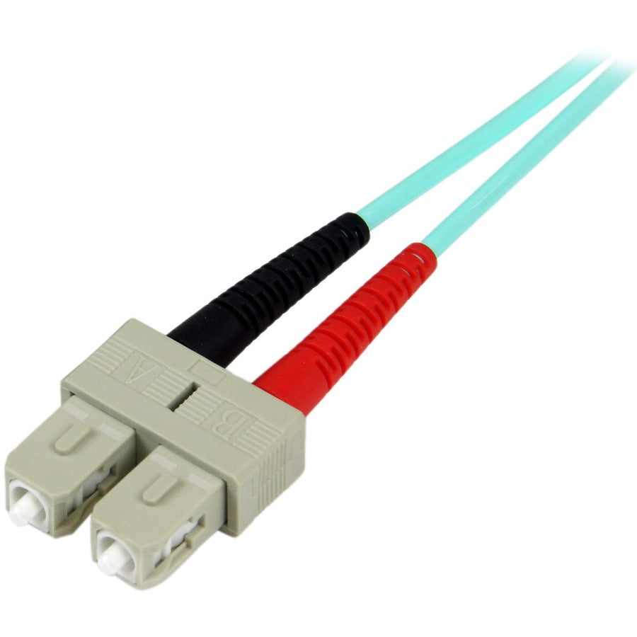 StarTech.com 2m (6ft) LC/UPC to SC/UPC OM3 Multimode Fiber Optic Cable, Full Duplex 50/125 Zipcord, 100G, LSZH Fiber Jumper Cord — A50FBLCSC2
