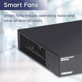 TRENDnet 24-Port Gigabit PoE+ Switch, 24 x Gigabit PoE+ Ports, 370W Power Budget, 48Gbps Switch Capacity, RackMount Kit Included, Ethernet Network Switch, Metal, Lifetime Protection, Black, TPE-TG240G — TPE-TG240g