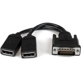 StarTech.com 8" DMS-59 to Dual DisplayPort Adapter Cable, 4K x 2K, DMS 59 pin (M) to 2x DP 1.2 (F) Splitter Y Cable, LFH to 2x DP Monitors — DMSDPDP1