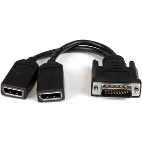 StarTech.com 8" DMS-59 to Dual DisplayPort Adapter Cable, 4K x 2K, DMS 59 pin (M) to 2x DP 1.2 (F) Splitter Y Cable, LFH to 2x DP Monitors — DMSDPDP1