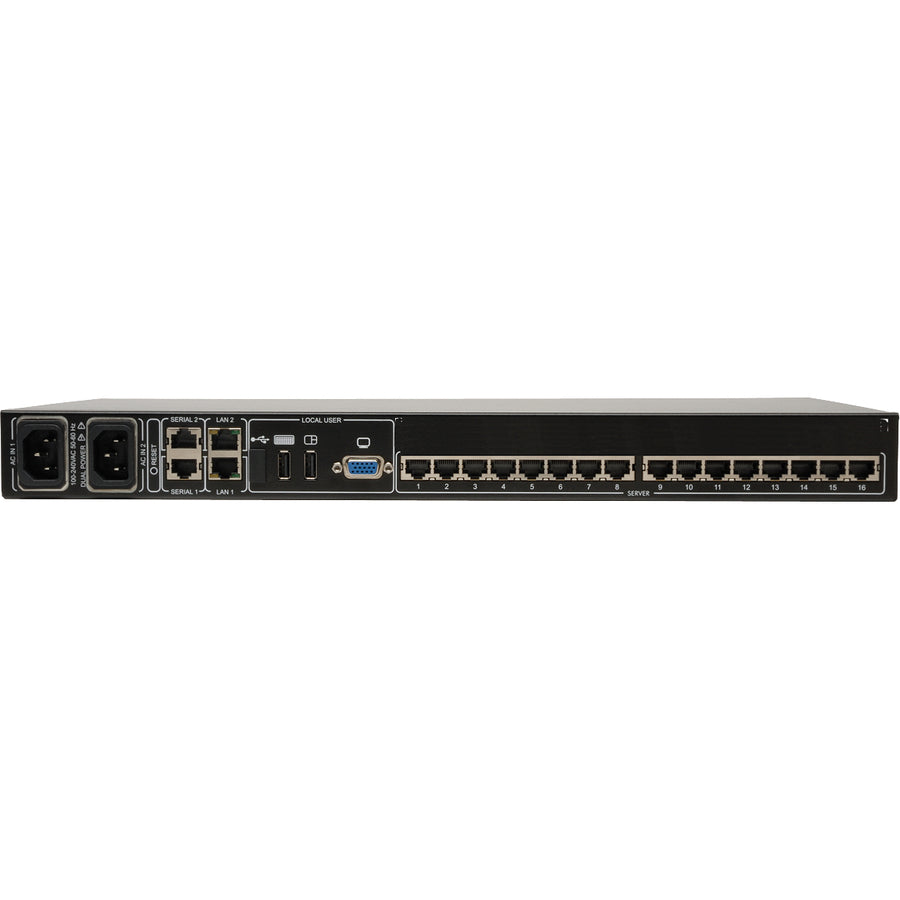 Eaton Tripp Lite Series NetCommander 16-Port Cat5 KVM over IP Switch - 2 Remote + 1 Local User, 1U Rack-Mount, TAA — B072-016-IP2