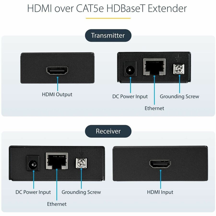 StarTech.com HDMI over CAT5e HDBaseT Extender - Power over Cable - Ultra HD 4K — ST121HDBTE
