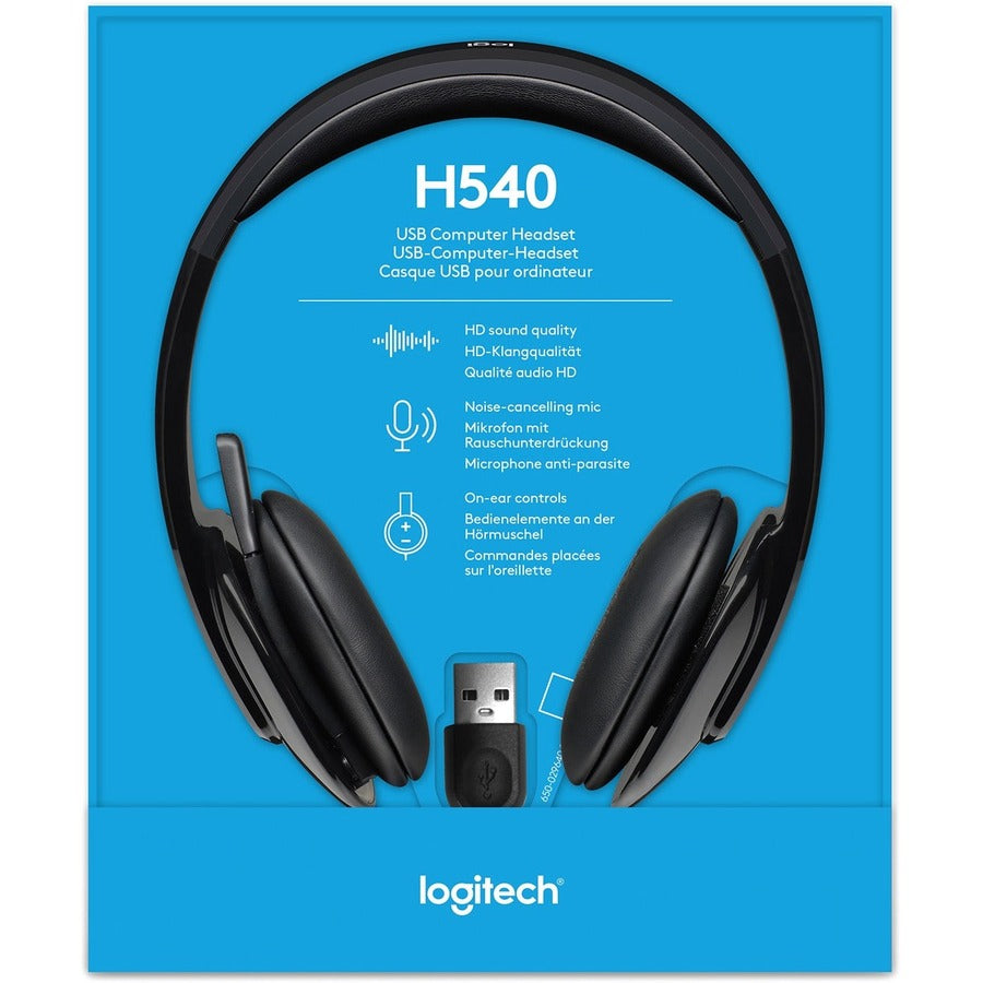 Logitech H540 USB Headset with Noise-Cancelling Mic — 981-000510