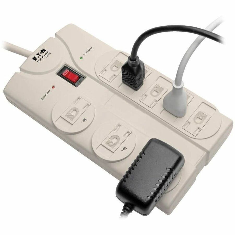 Eaton Tripp Lite Series Protect It! 8-Outlet Surge Protector, 8 ft. Cord with Right-Angle Plug, 1440 Joules, Diagnostic LEDs, Light Gray Housing — TLP808
